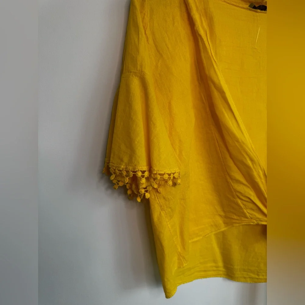 Yellow Coverup Blouse Shrug with tie front - Picture 5 of 6